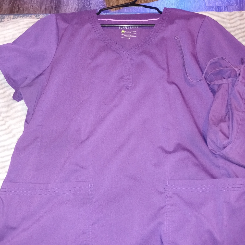 Purple Healing Hands scrub set